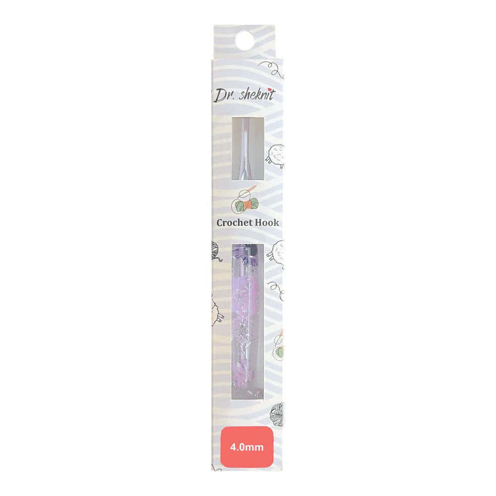 Dr.SheKnit CH177 4.0mm floral resin cat paw crochet hook in retail packaging