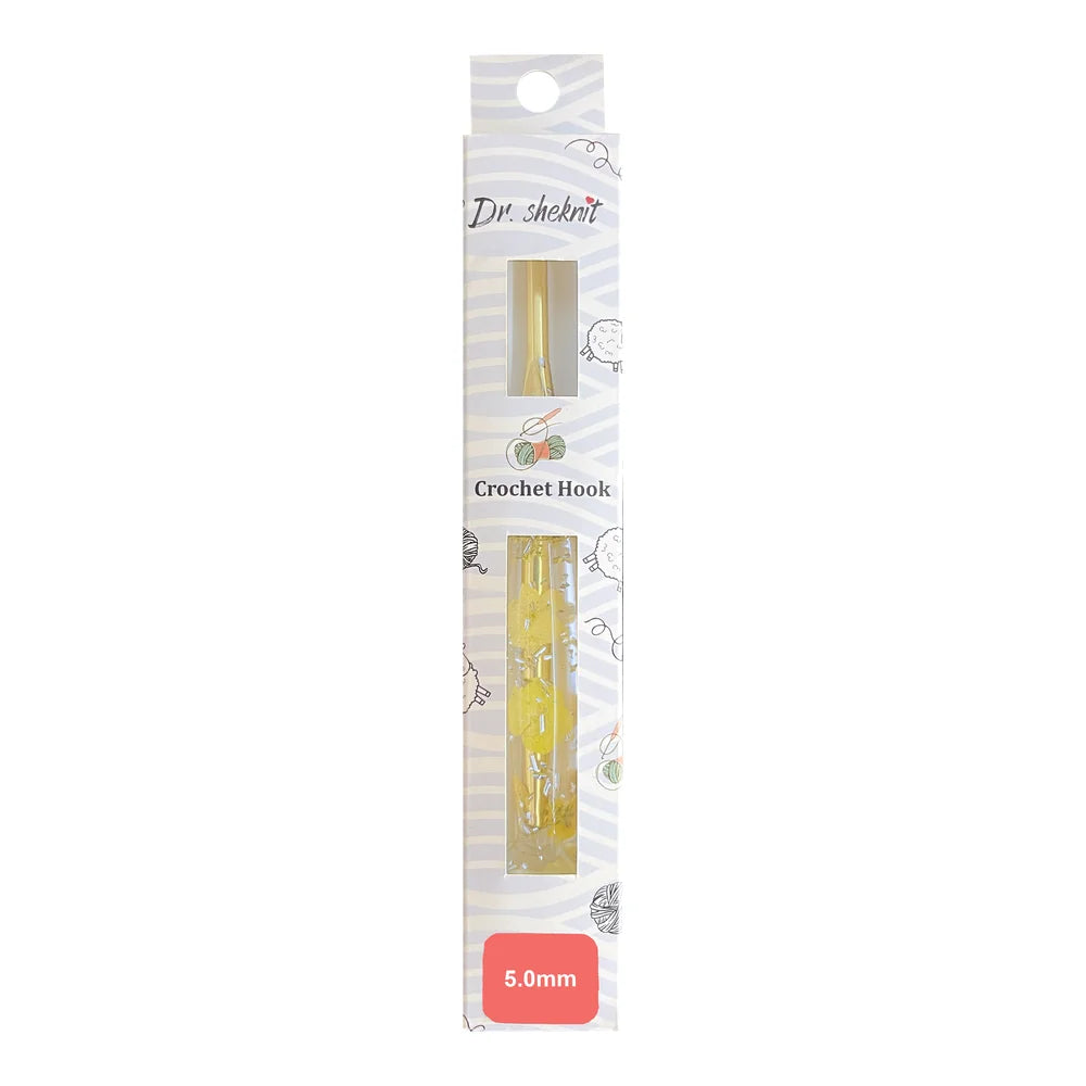 Dr.SheKnit CH177 5.0mm floral resin cat paw crochet hook in retail packaging