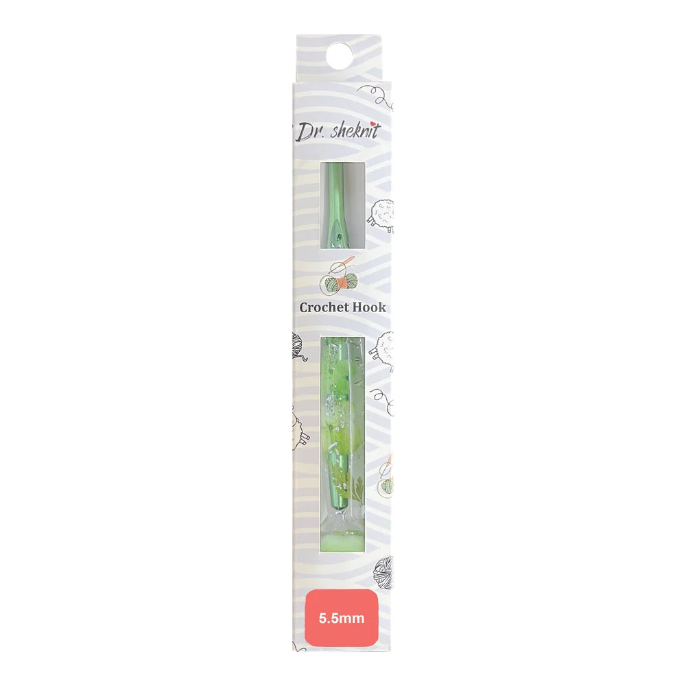 Dr.SheKnit CH177 5.5mm floral resin cat paw crochet hook in retail packaging