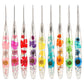 Nine CH179 silver foil floral resin crochet hooks in assorted colors, sizes 2.0 to 6.0 mm