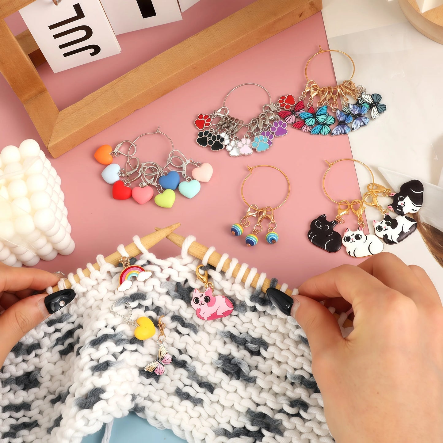 Decorative Charm Stitch Marker Sets with Holder Ring – SM417