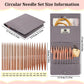 Thirteen circular knitting needle sizes from 3.0 to 10.0 mm with compact gray storage case