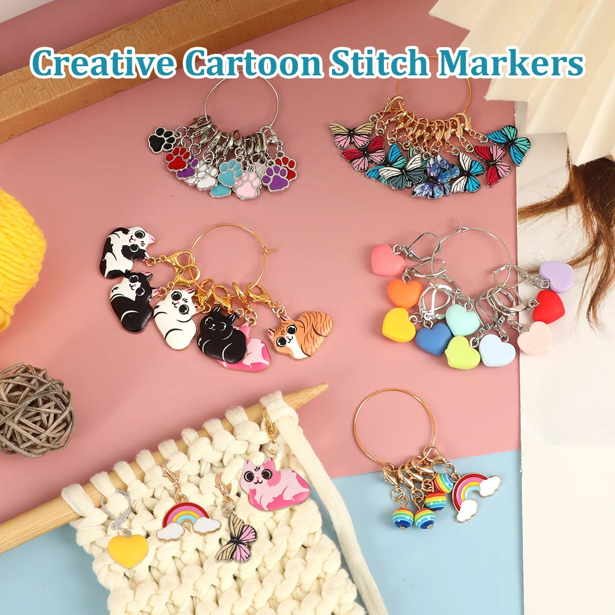 Decorative Charm Stitch Marker Sets with Holder Ring – SM417