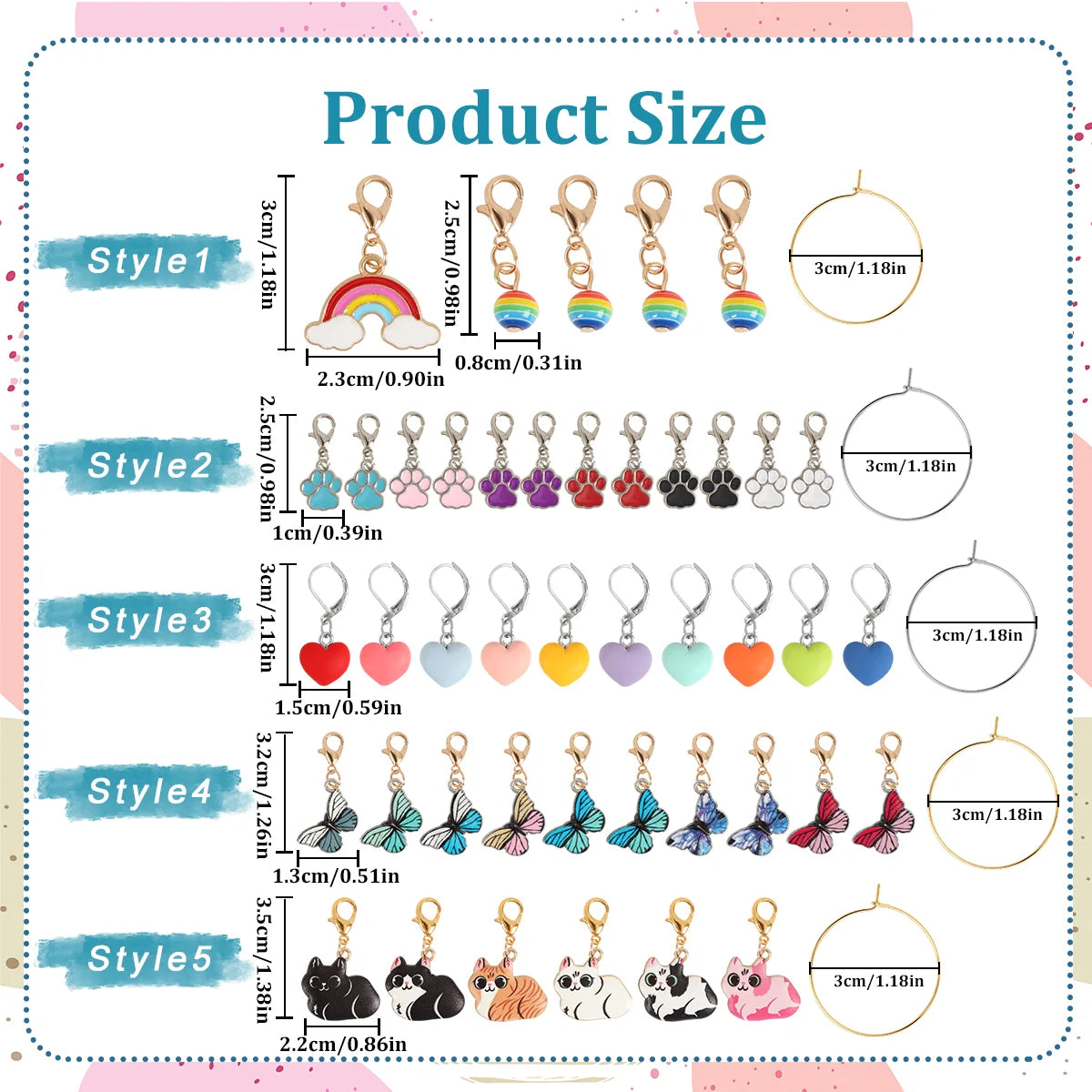 Decorative Charm Stitch Marker Sets with Holder Ring – SM417