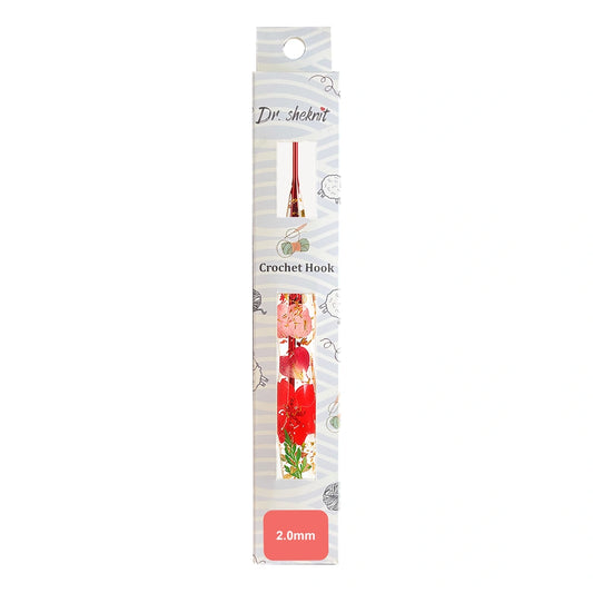 Dr.SheKnit CH172 2.0mm floral resin ergonomic crochet hook in retail packaging