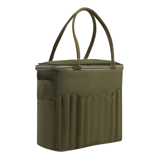 Olive green EB126 canvas yarn storage bag for knitting and crochet supplies