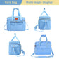Sky Blue EB123 yarn storage organizer shown from front, back and side angles