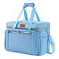 Sky Blue EB123 large quilted yarn storage bag with shoulder strap and transparent front pocket