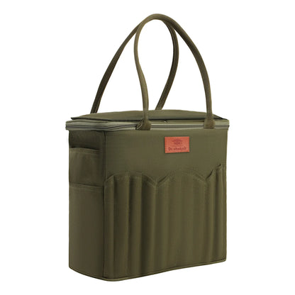 EB126-C2 olive green knitting and crochet storage bag with handles and exterior needle pockets
