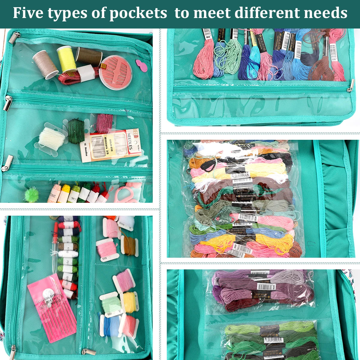 Sewing and Embroidery Organizer Tote with Clear Pockets – EB051-C2