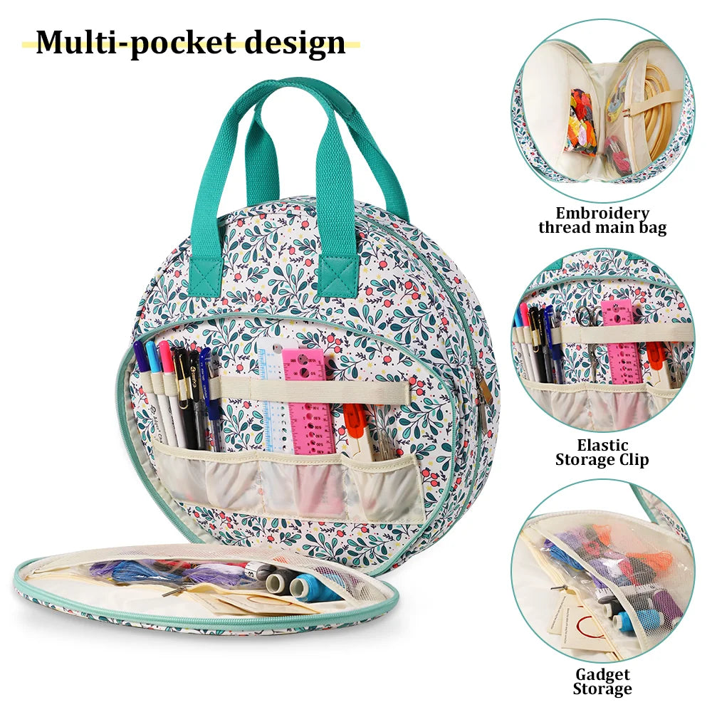 Round Embroidery Hoop and Thread Storage Bag – EB047-C7