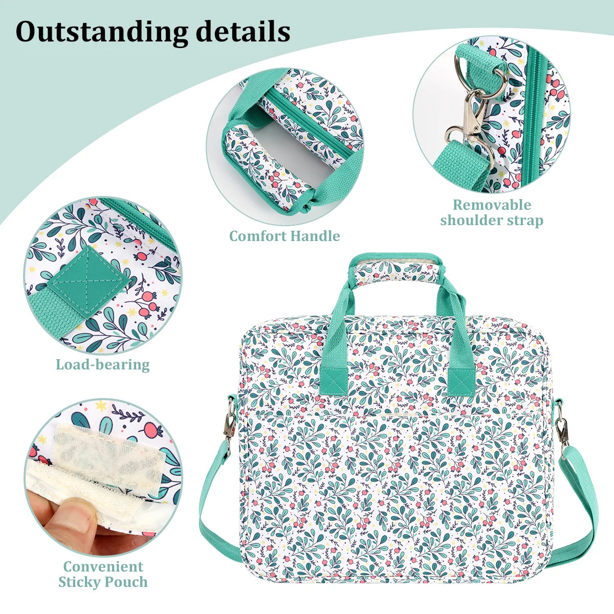 Floral Embroidery Storage Bag with Shoulder Strap – EB034-C8