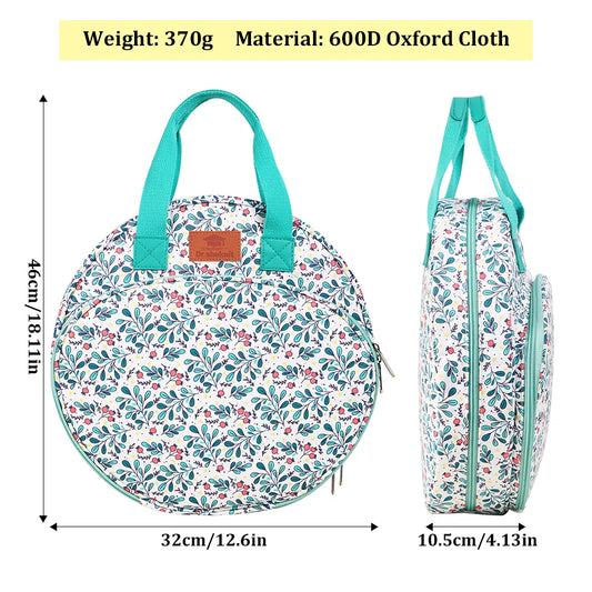 Round embroidery thread bag dimensions, 46 by 32 by 10.5 centimeters