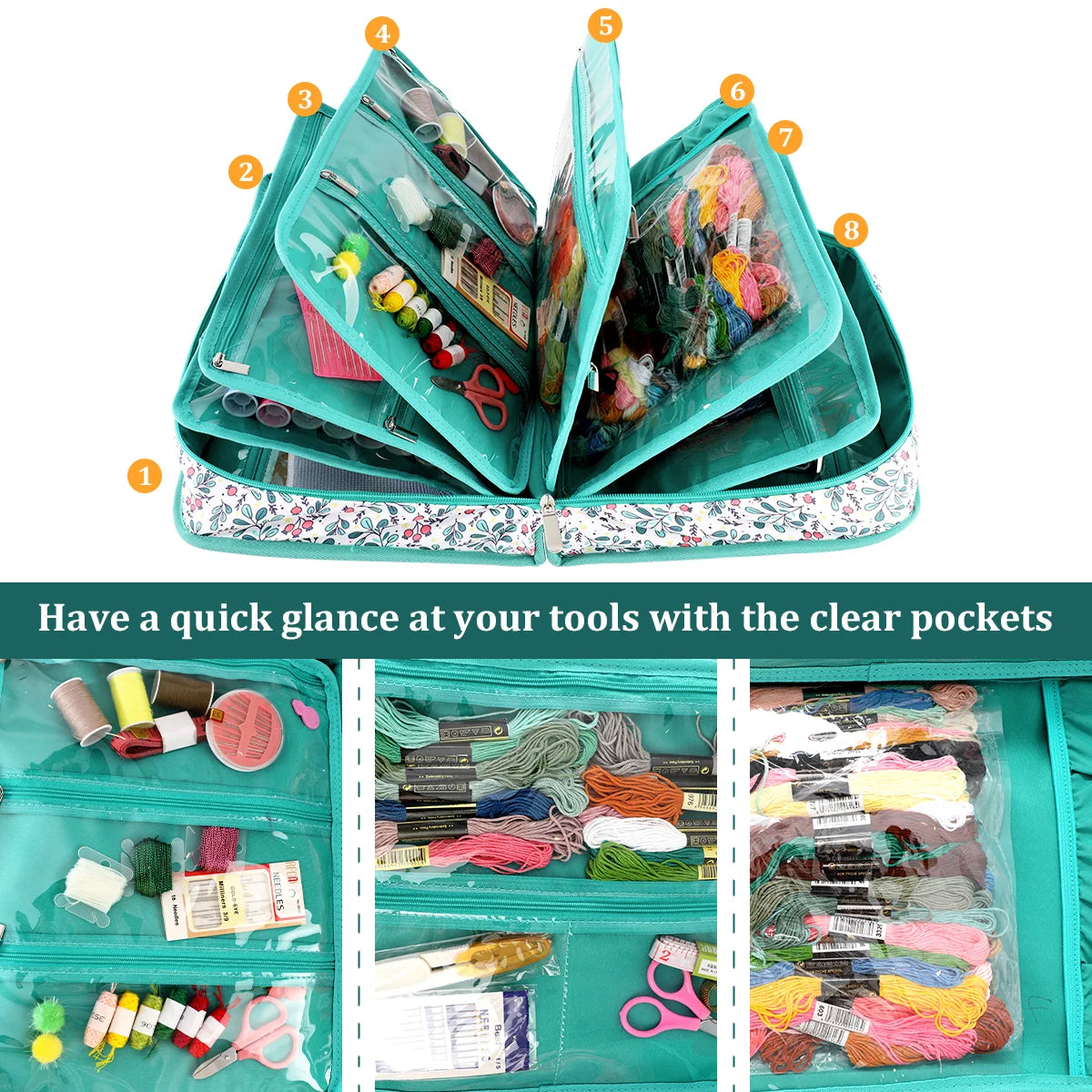 Sewing and Embroidery Organizer Tote with Clear Pockets – EB051-C2