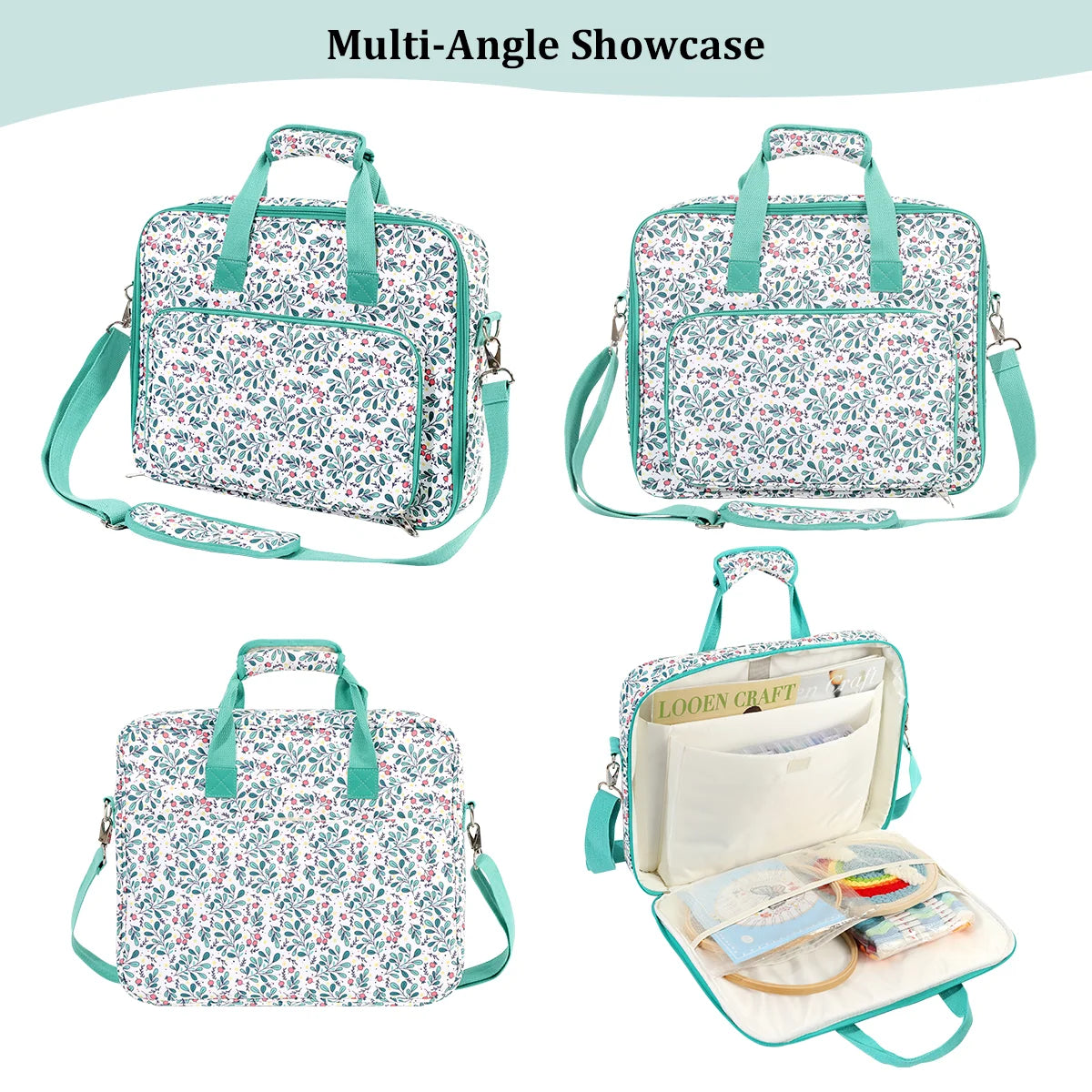 Floral Embroidery Storage Bag with Shoulder Strap – EB034-C8