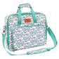 Floral embroidery project organizer bag with handles and removable shoulder strap
