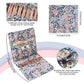 Floral circular knitting needle storage pouch with divided pockets and metal snap buttons
