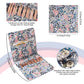 Blue floral canvas knitting needle pouch measuring 13.5 cm square when closed