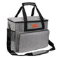Gray padded sewing machine carrying case with handles and shoulder strap
