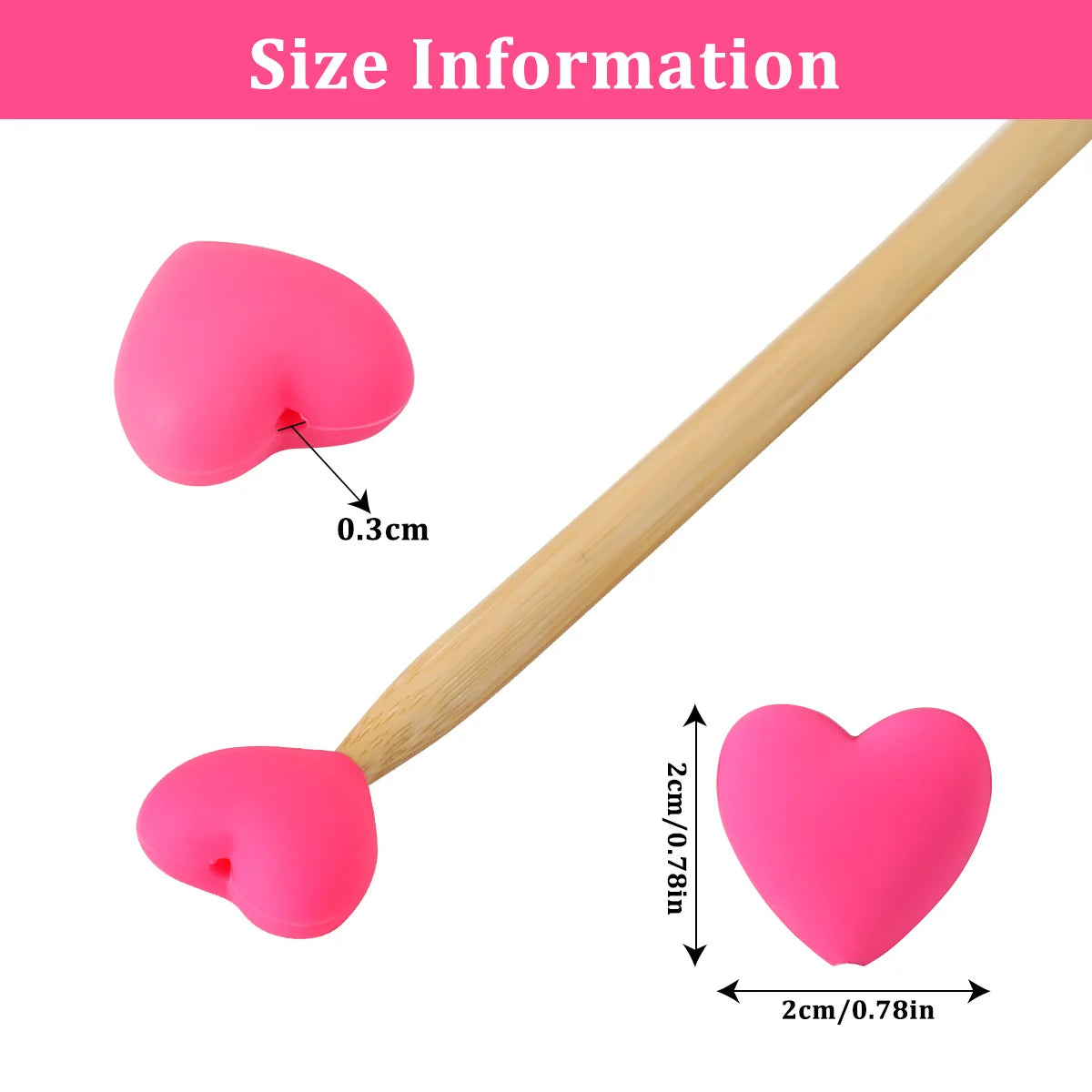 Heart-Shaped Silicone Knitting Needle Stoppers AC373-C14 – 6 Pack