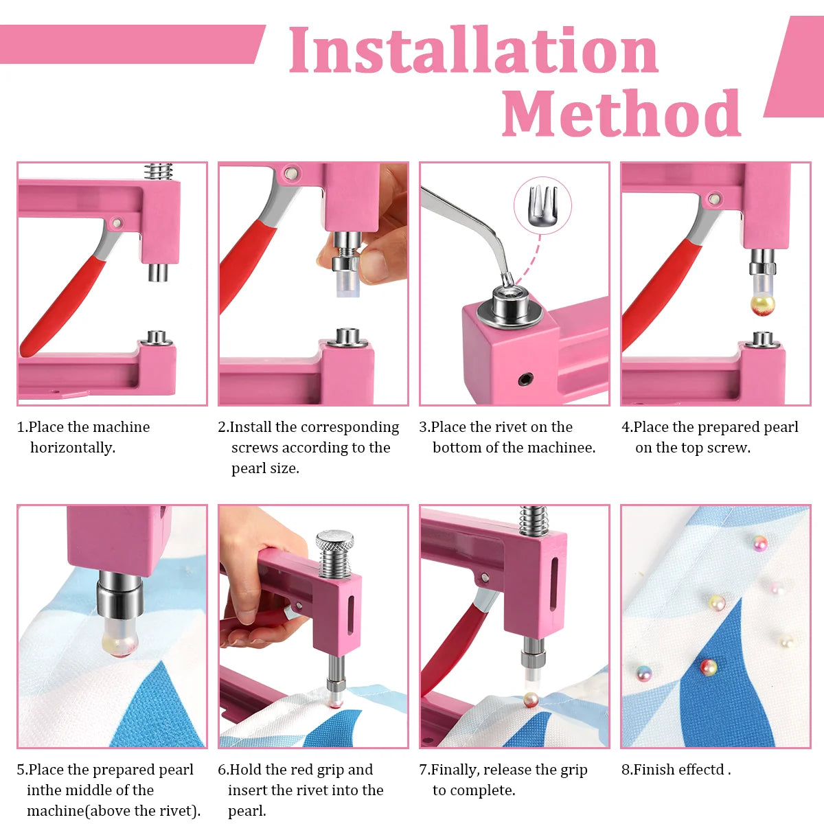 Hand Press Pearl Rivet Setting Tool for Clothing & Crafts – BT087
