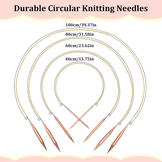 Circular knitting needle cables in 40, 60, 80 and 100 centimeter lengths