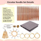 KN042-C8 circular knitting needle set contents with cables, connectors, markers and gauge