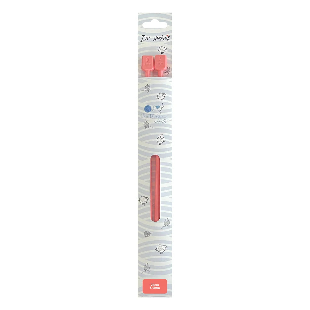 Coral KN005 5 mm plastic straight knitting needle in 25 cm retail packaging