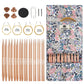 KN045-C2 rose gold interchangeable circular knitting needle set with four cables and floral storage pouch