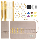 KN054-C11 set of 12 gold crochet hooks with gray storage case, 3.0–10.0 mm