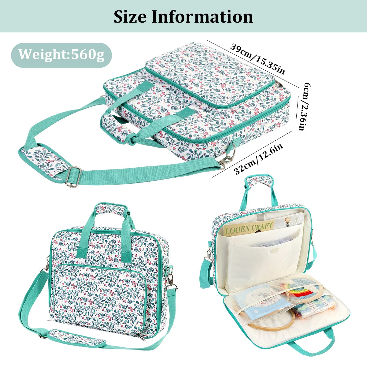 Floral Embroidery Storage Bag with Shoulder Strap – EB034-C8
