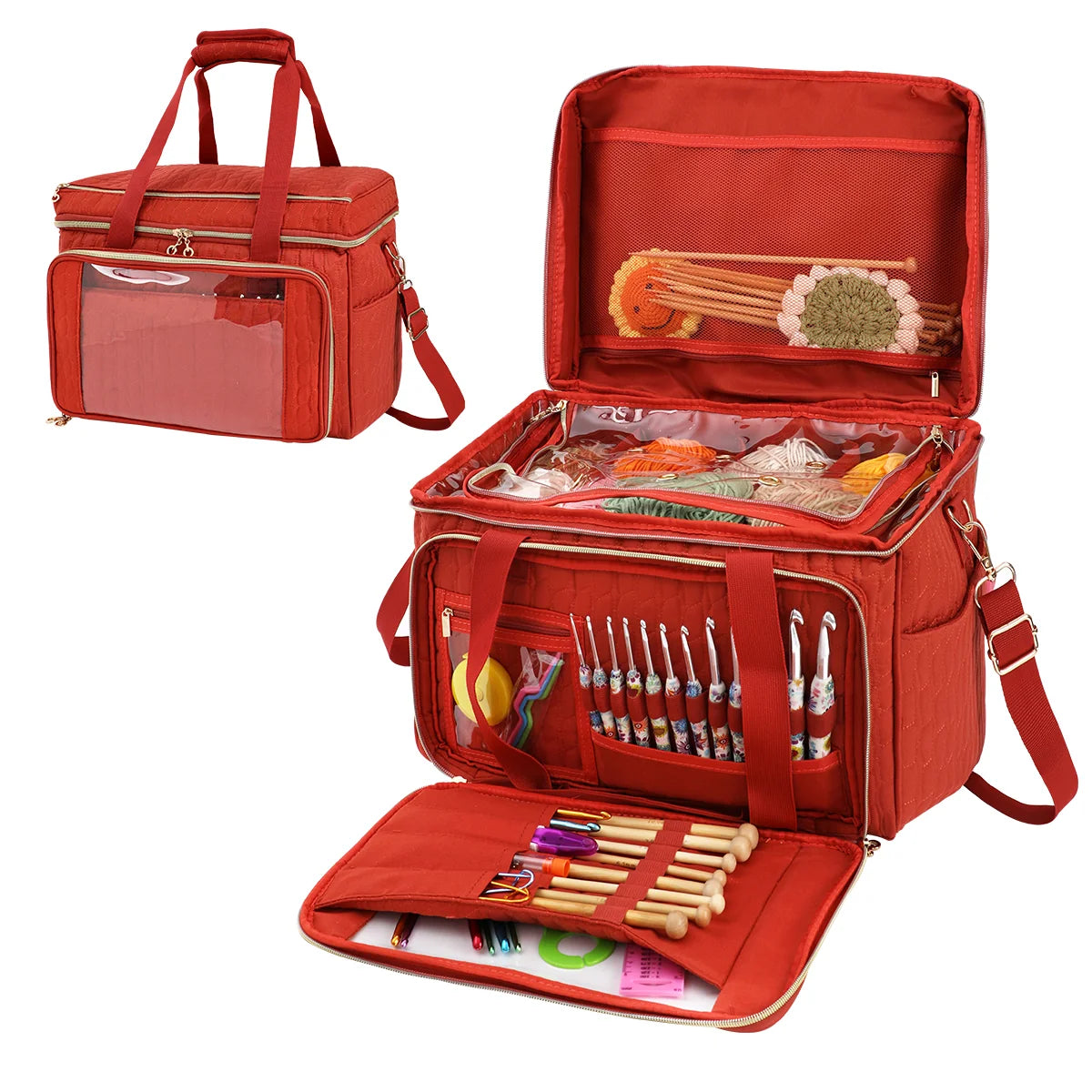 Large Quilted Yarn Storage Bag with Tool Organizer – EB123