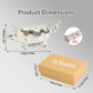 Dimensions of silver pig tape measure and Dr.SheKnit kraft gift box