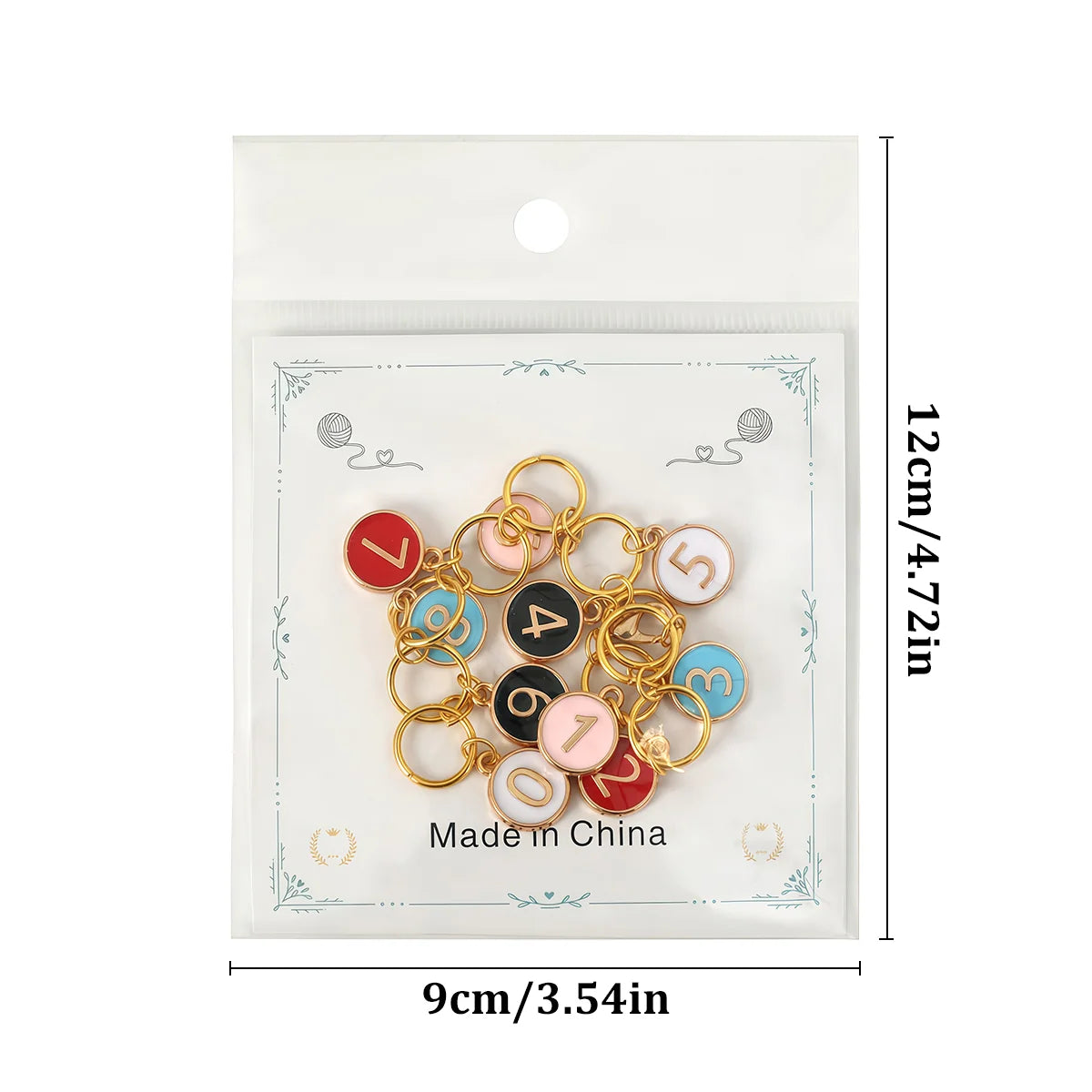 Numbered Knitting Stitch Marker Set 0–9 with Holder Chain – AC366-C1