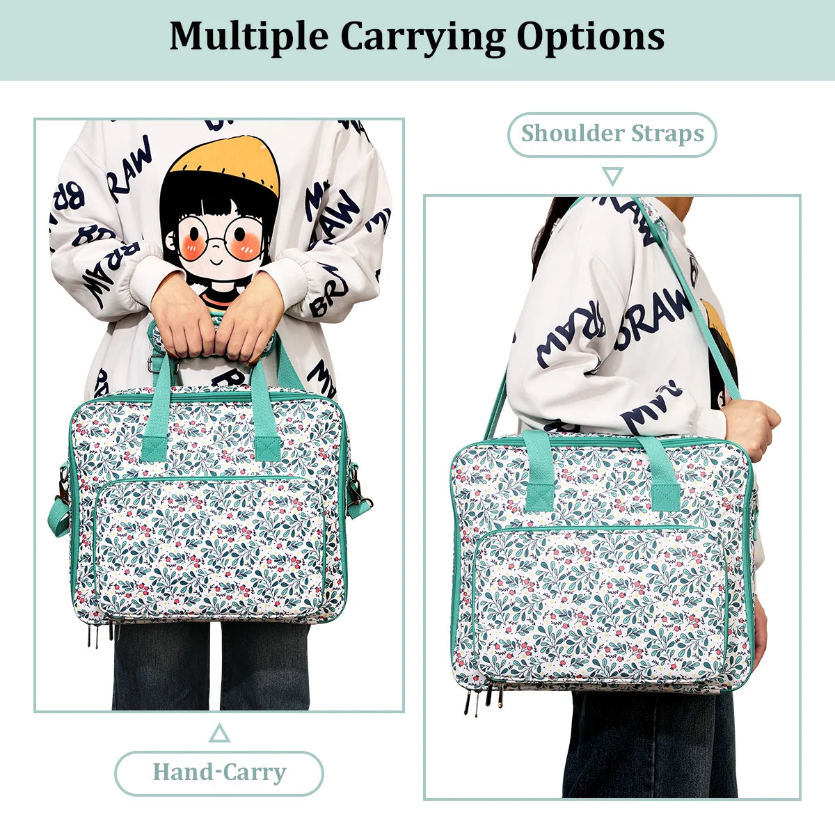 Floral Embroidery Storage Bag with Shoulder Strap – EB034-C8