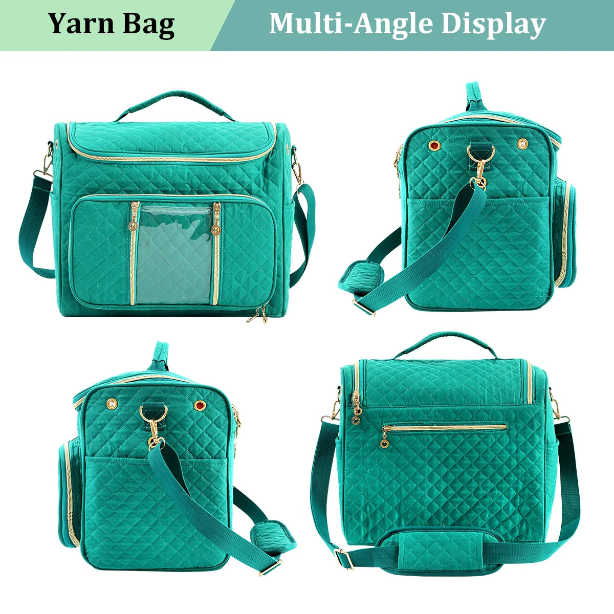 Quilted Yarn Storage Bag with Crochet Hook Organizer – EB122