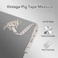 Vintage silver pig tape measure with 150 cm dual-scale measuring tape