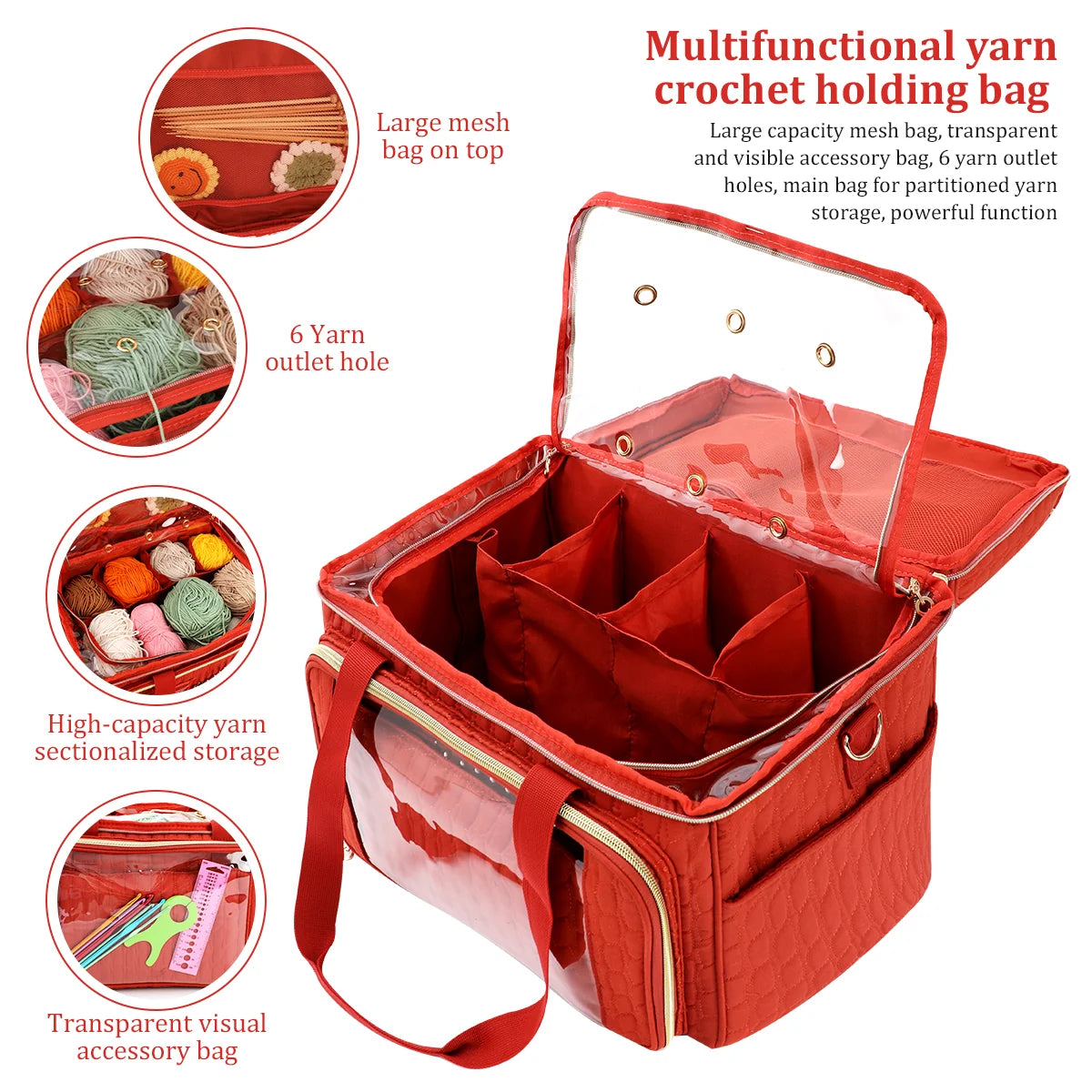 Large Quilted Yarn Storage Bag with Tool Organizer – EB123