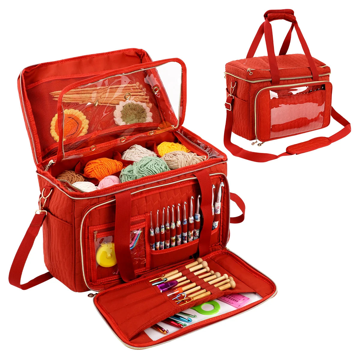 Large Quilted Yarn Storage Bag with Tool Organizer – EB123