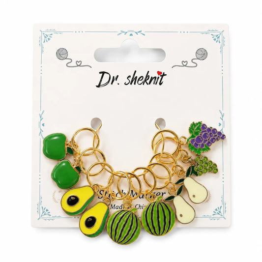 ZMDZ-ZM083-C12 fruit charm closed-ring knitting stitch markers, 10-piece set