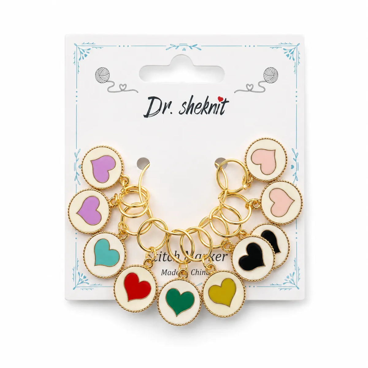 ZMDZ-ZM083-C13 colorful heart closed-ring knitting stitch markers, 10-piece set